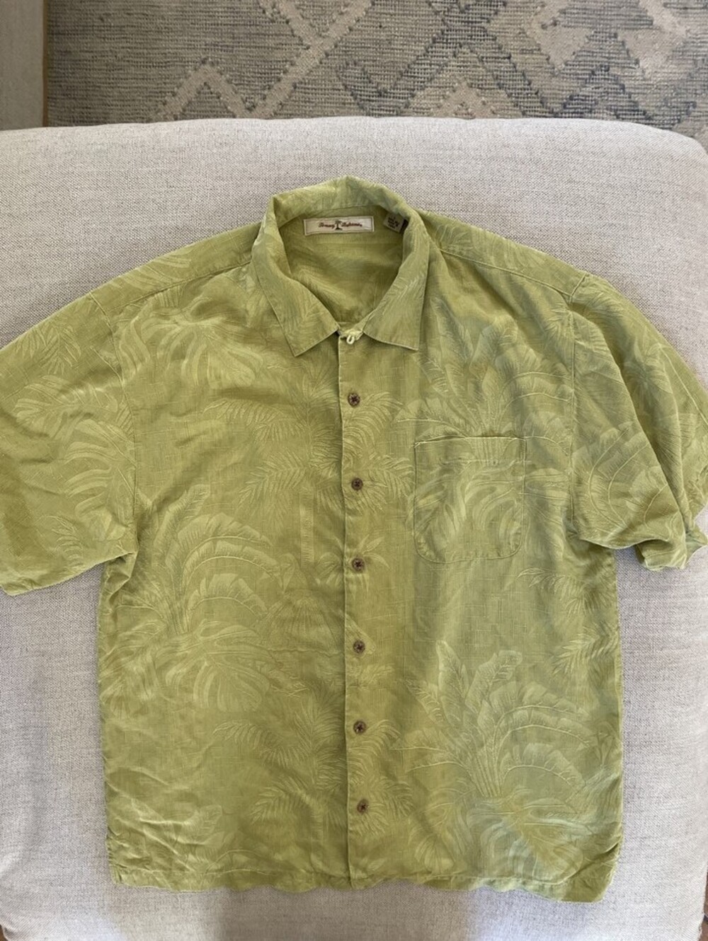 Tommy Bahama Green Silk Short Sleeve Shirt Hawaiian L
